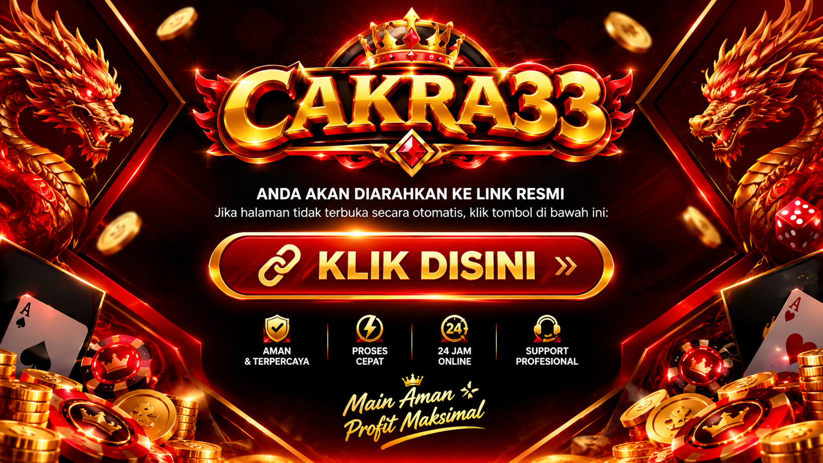 Banner visual CAKRA33 merah dan emas